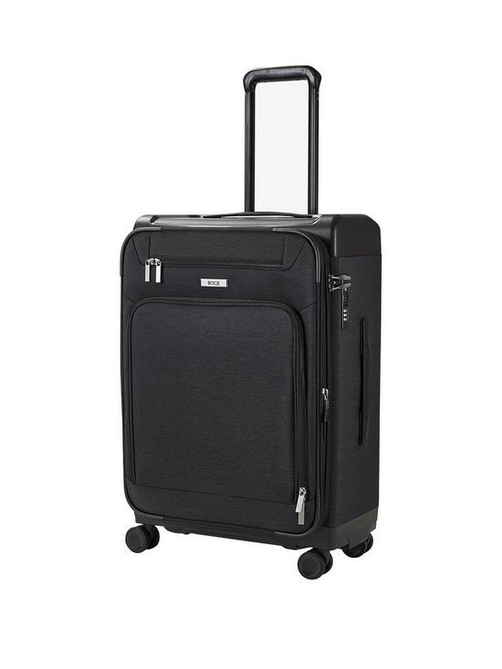 front image of rock-luggage-parker-8-wheel-suitcase-medium-black