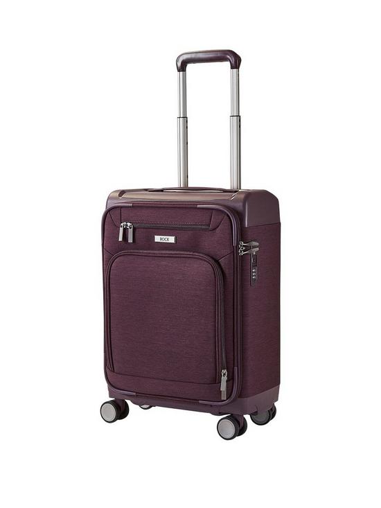 front image of rock-luggage-parker-8-wheel-suitcase-cabin-purple
