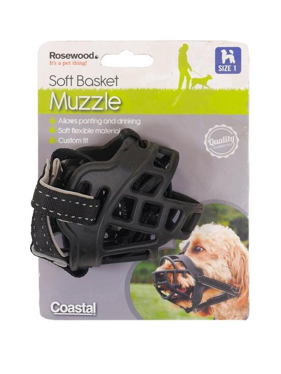 front image of rosewood-coastal-soft-basket-muzzle-black-size-2