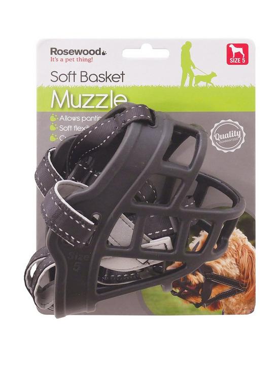 front image of rosewood-coastal-soft-basket-muzzle-black-size-5