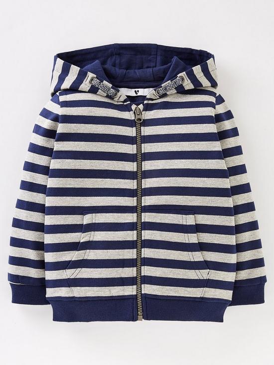 front image of mini-v-by-very-boys-essential-stripenbspzip-through-hoodie-navygrey