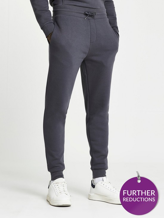 front image of river-island-essential-slim-fit-joggers-grey