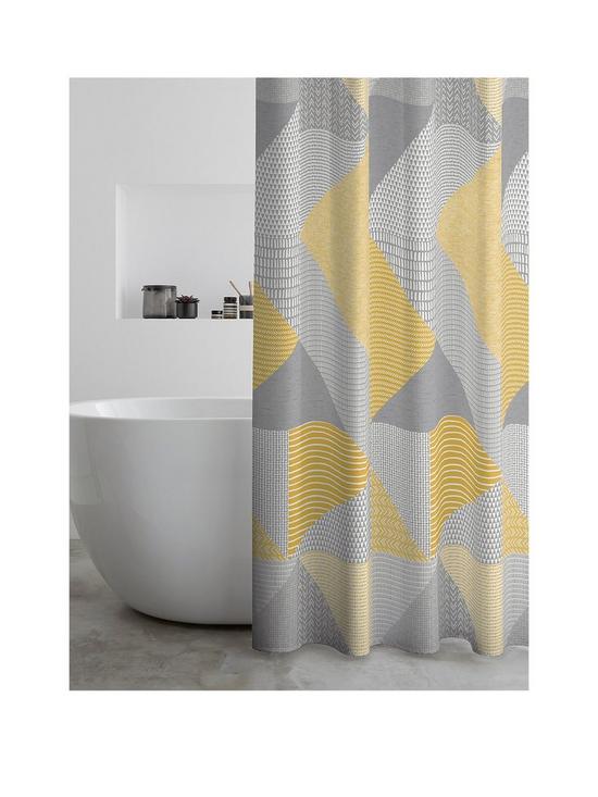 front image of catherine-lansfield-larsson-geo-shower-curtain