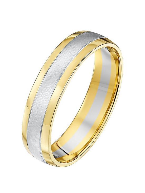front image of love-gold-9ct-white-yellow-gold-wedding-band-ring