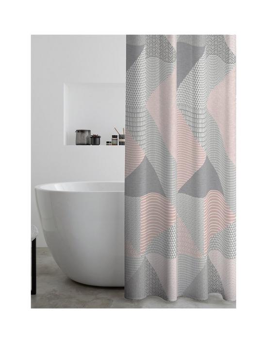 front image of catherine-lansfield-larsson-geo-shower-curtain