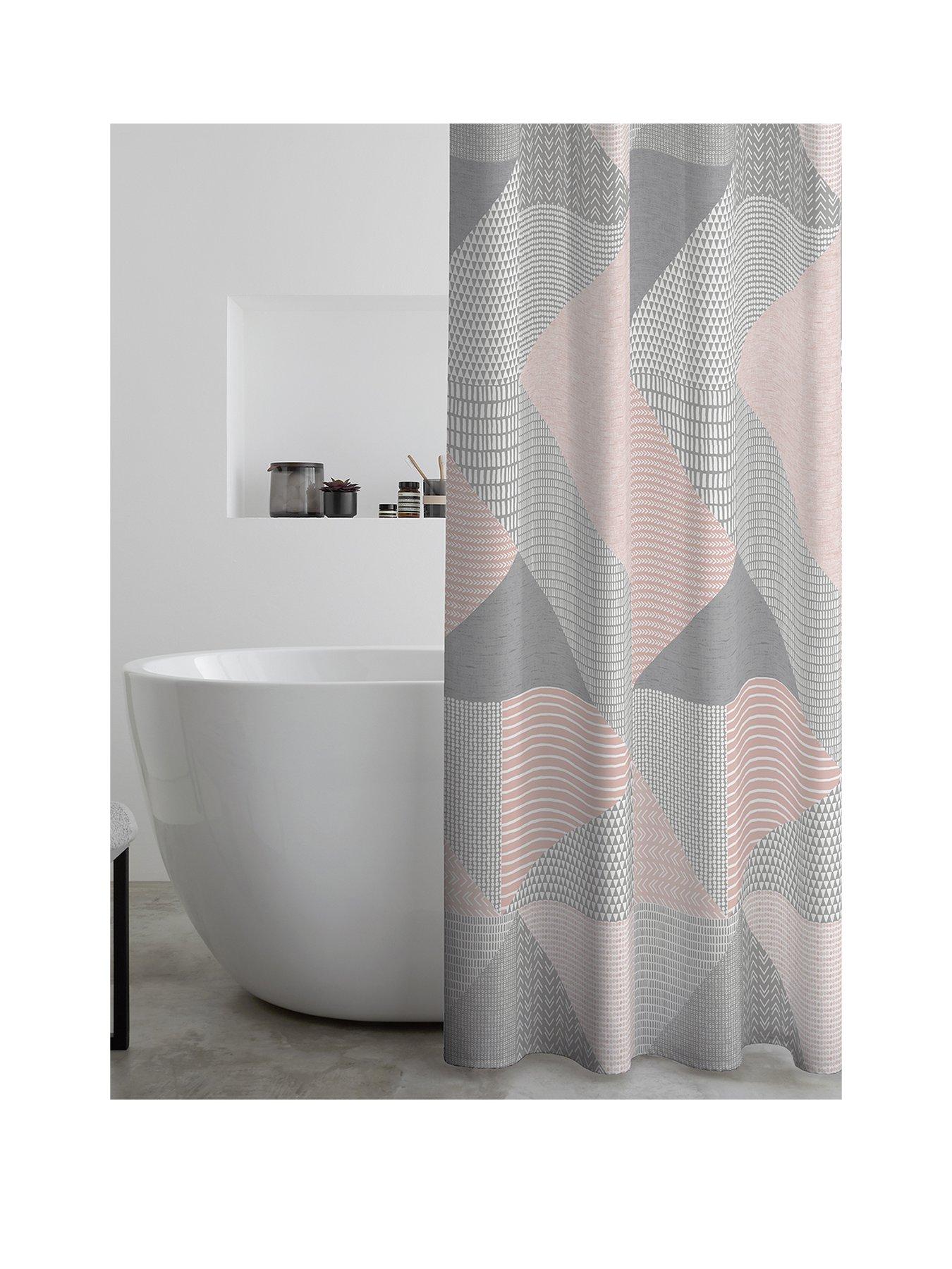 Image 1 of 2 of Catherine Lansfield Larsson Geo Shower Curtain - Pink