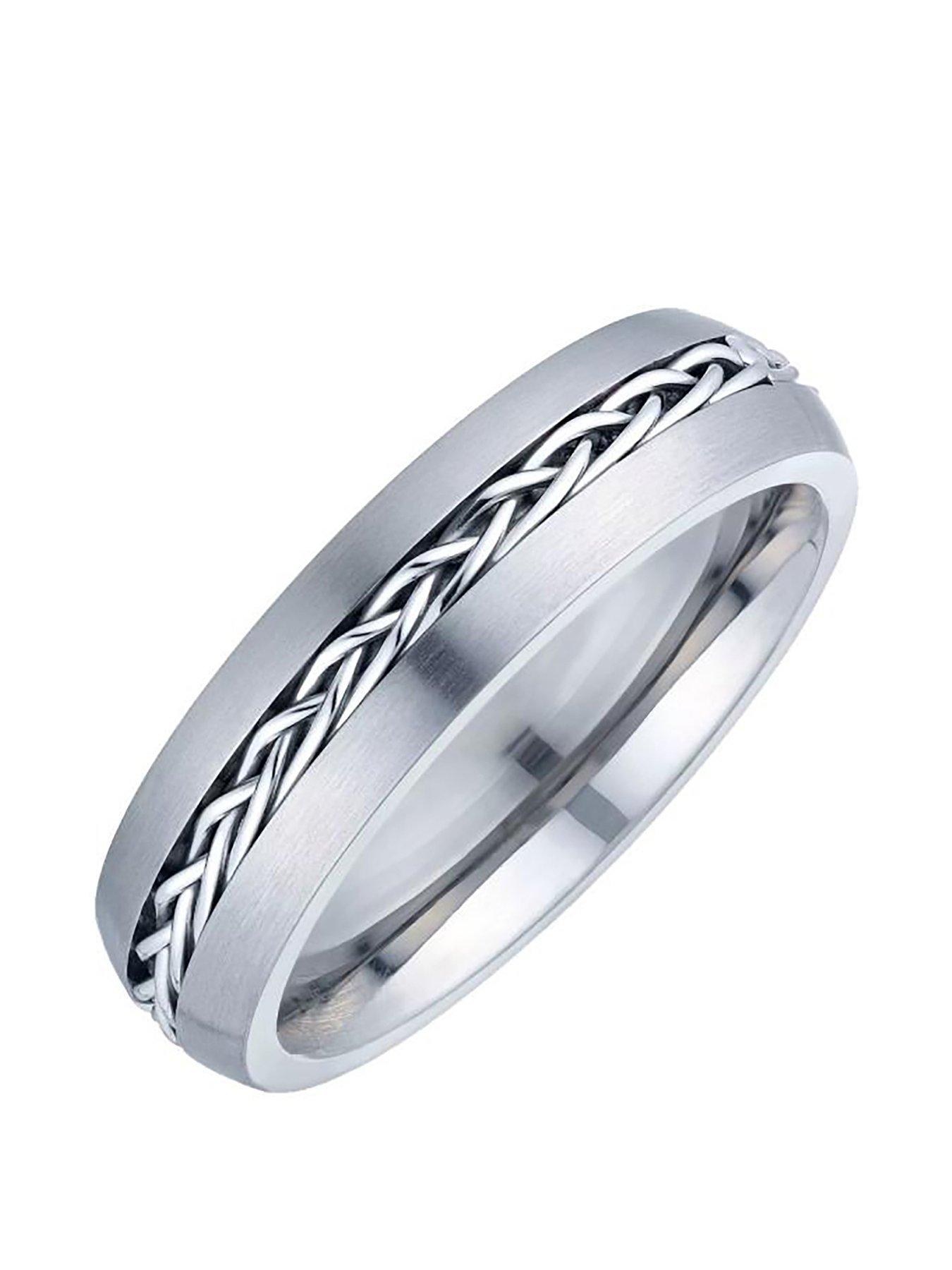 UNKNOWN Men's Titanium Patterned Band Ring