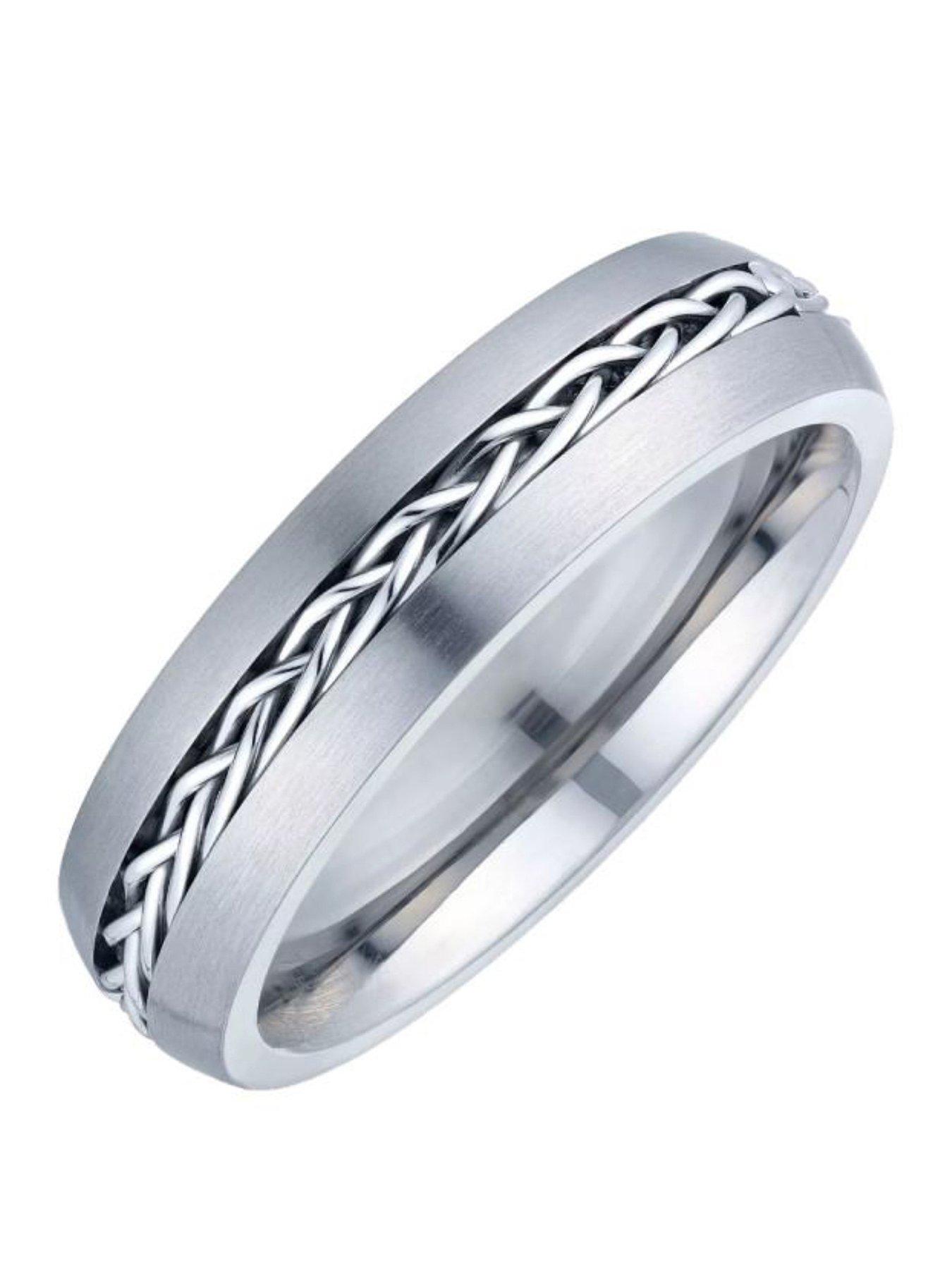 The Love Collection Men's Titanium Patterned Band Ring