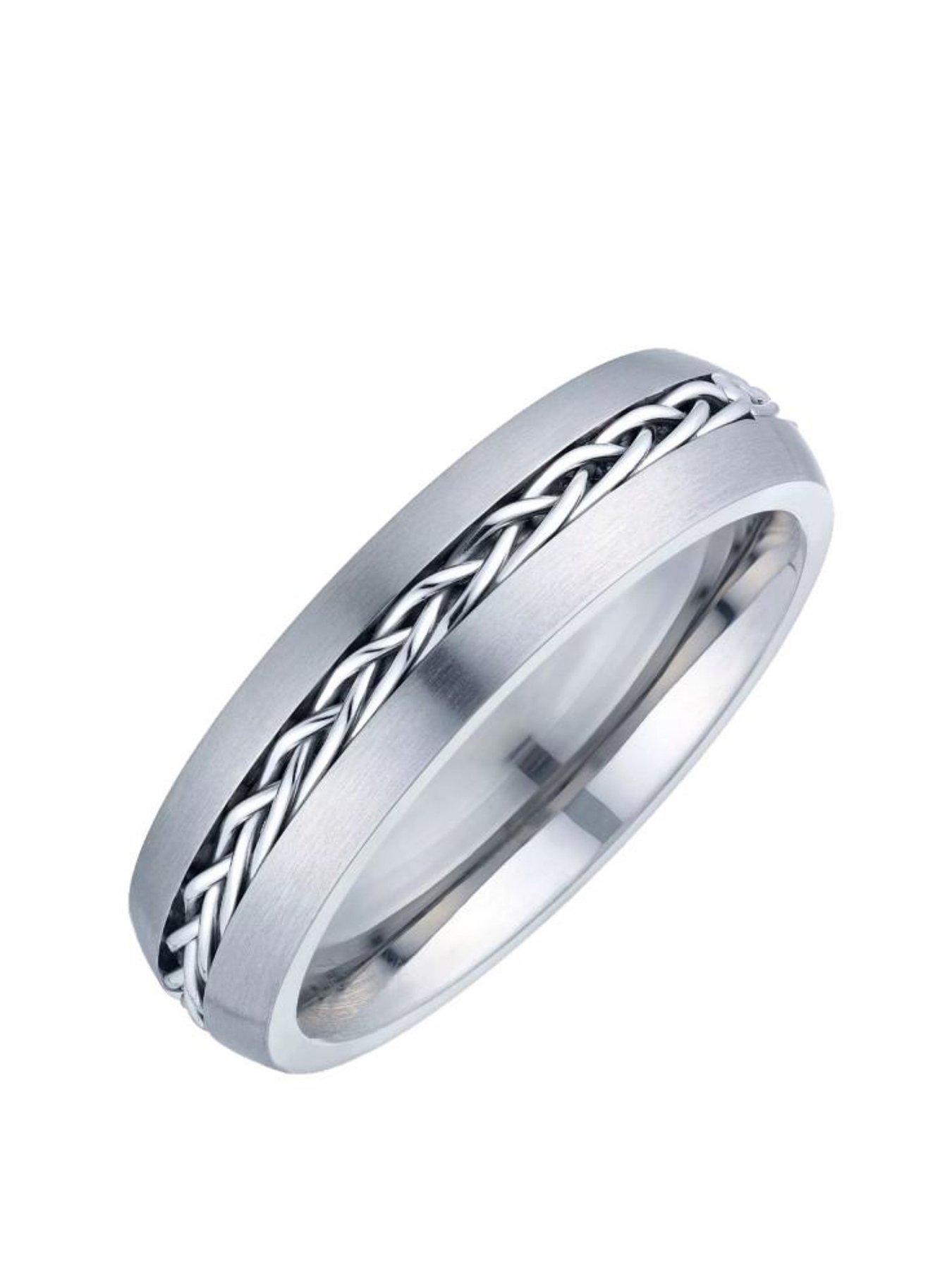  image of the-love-collection-mens-titanium-patterned-band-ring