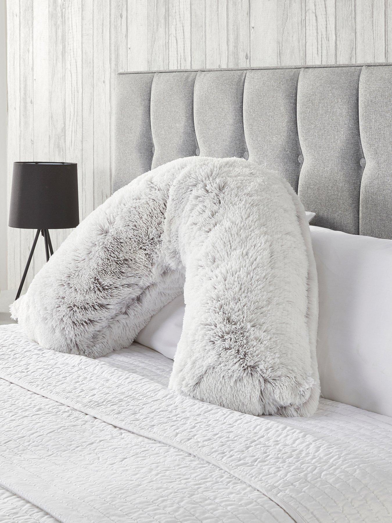 The Very Collection Shaggy V Shaped Pillow - Grey