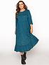yours-yours-limitednbspfloral-three-quarter-sleevenbsptiered-jersey-midaxi-dressnbsp--teal-bluefront