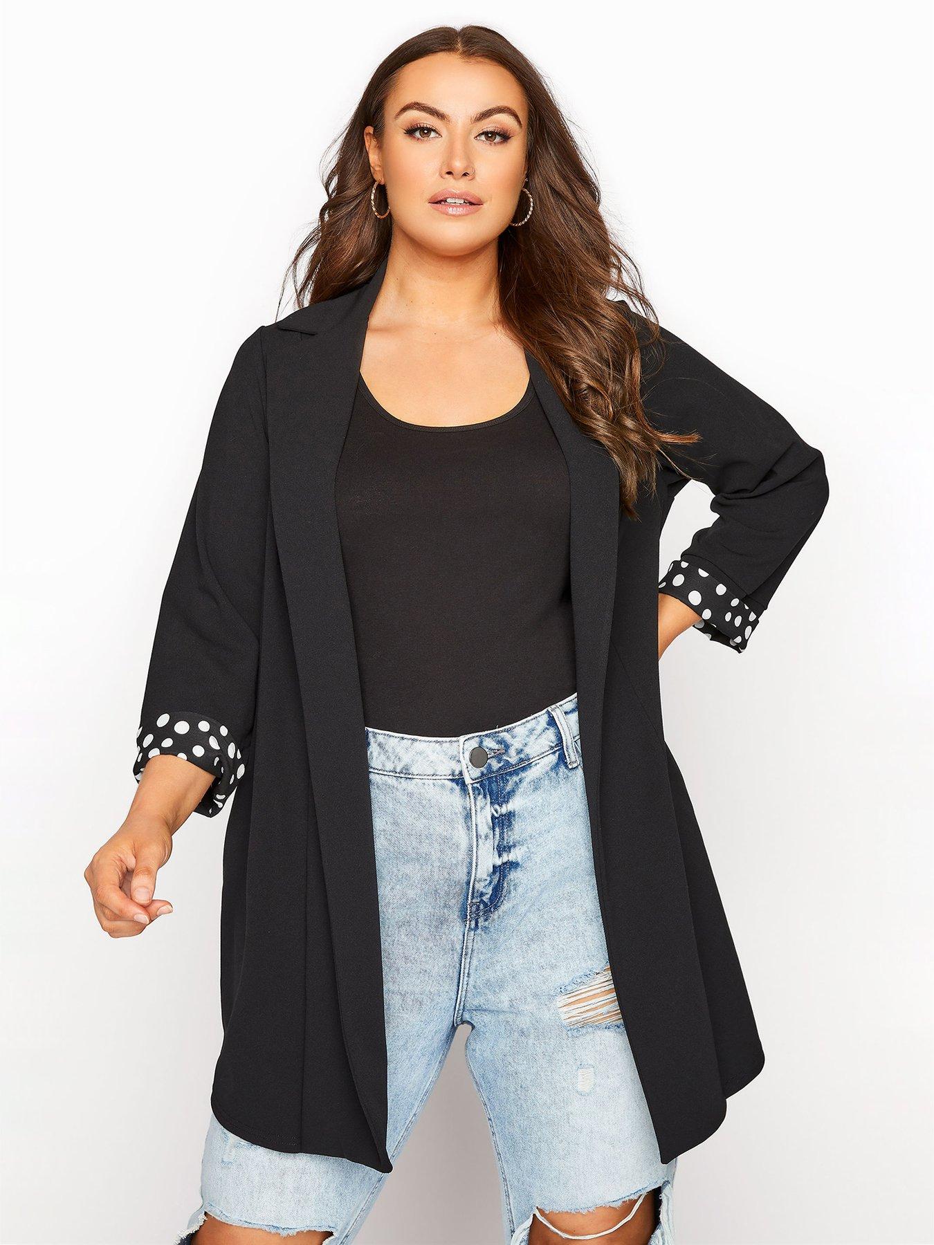 Yours Roll Back Sleeve Blazer - Black | littlewoods.com