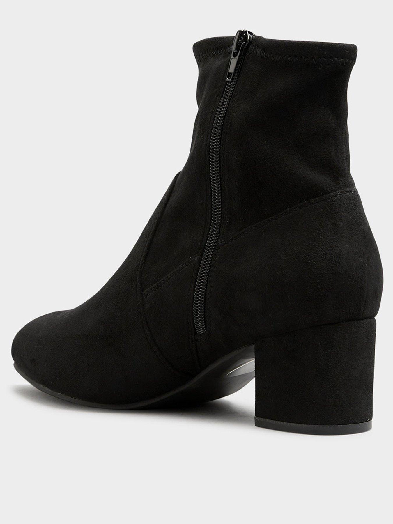 Yours Block Heel Stretch Boot Black