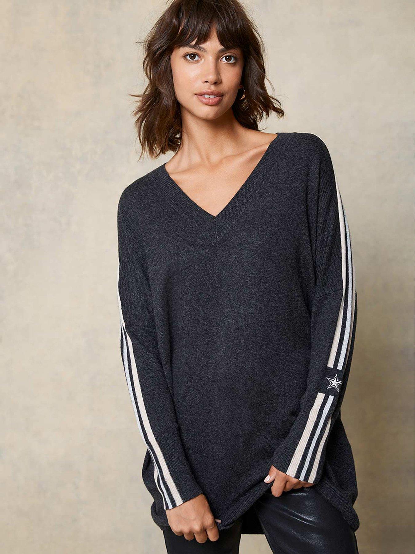 mint velvet grey blocked cowl neck jumper