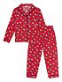  image of cath-kidston-unisex-kids-long-sleeve-dog-print-cosy-woven-pyjama-set-red
