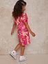  image of chi-chi-london-girls-floral-print-puff-sleeve-button-up-dress-pink