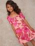  image of chi-chi-london-girls-floral-print-puff-sleeve-button-up-dress-pink