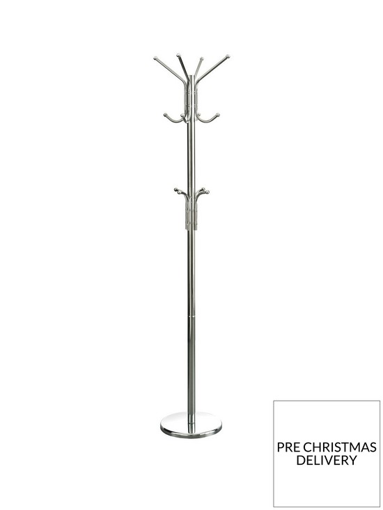 front image of premier-housewares-coat-stand-with-chrome-finish