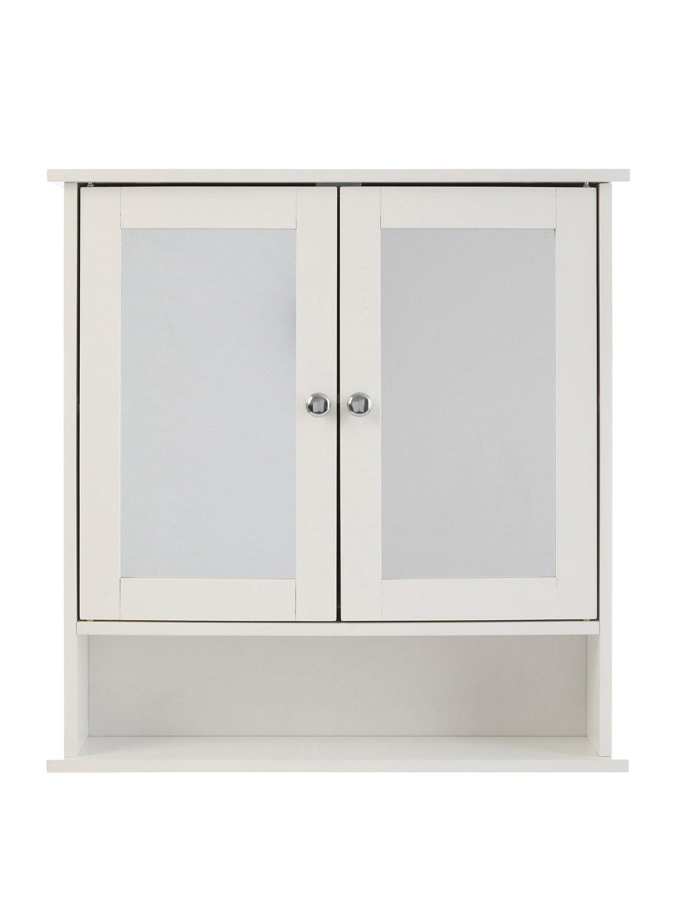 Premier Housewares Bathroom Cabinet with Mirrored Door and 3 Compartments White 58 x 46 x 20 cm