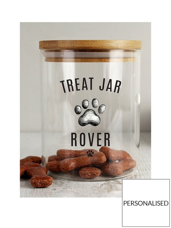 front image of the-personalised-momento-co-personalised-pet-treats-storage-jar
