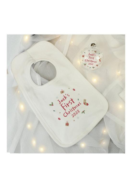 front image of the-personalised-memento-company-1st-christmas-baby-bundle