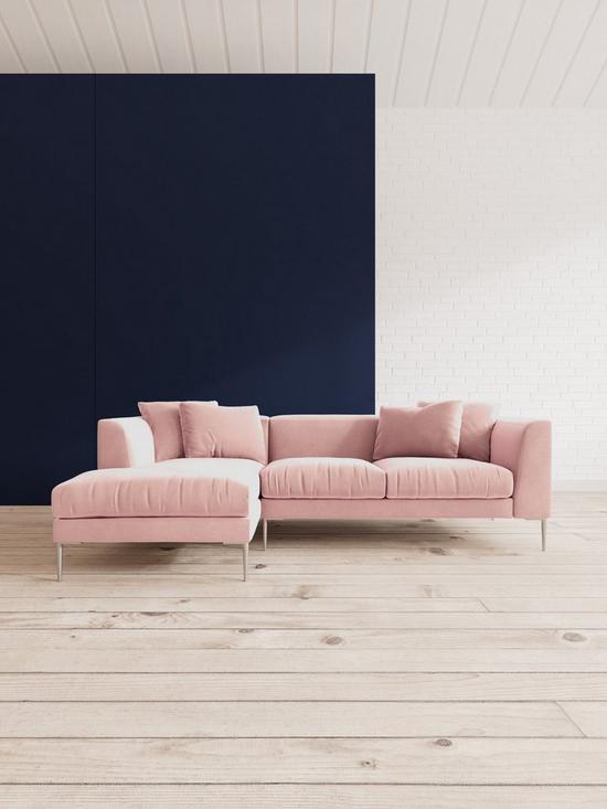 front image of swoon-alena-fabric-left-handnbspcorner-sofa-easy-velvet