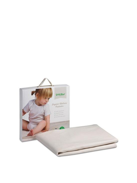 front image of the-little-green-sheep-waterproof-cot-bed-mattress-protector-70x140cm