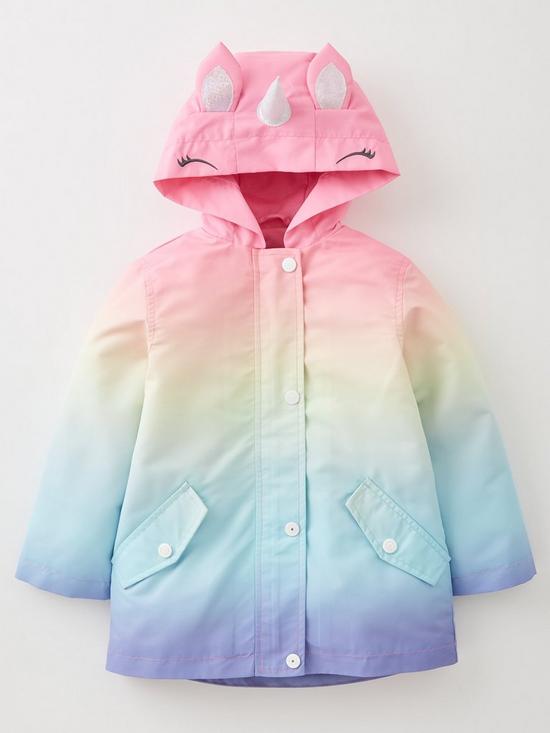 front image of mini-v-by-very-girls-unicorn-lined-rain-mac-pink