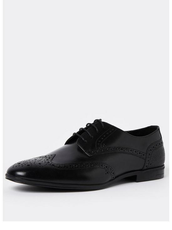 front image of river-island-lace-up-brogue-derby