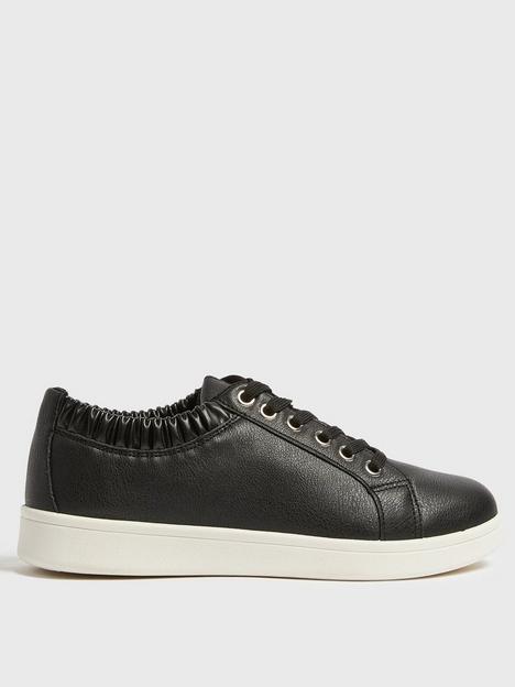 new-look-black-ruched-lace-up-chunky-trainers