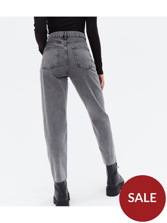 stillFront image of new-look-waist-detail-high-waist-tori-mom-jeans-dark-grey
