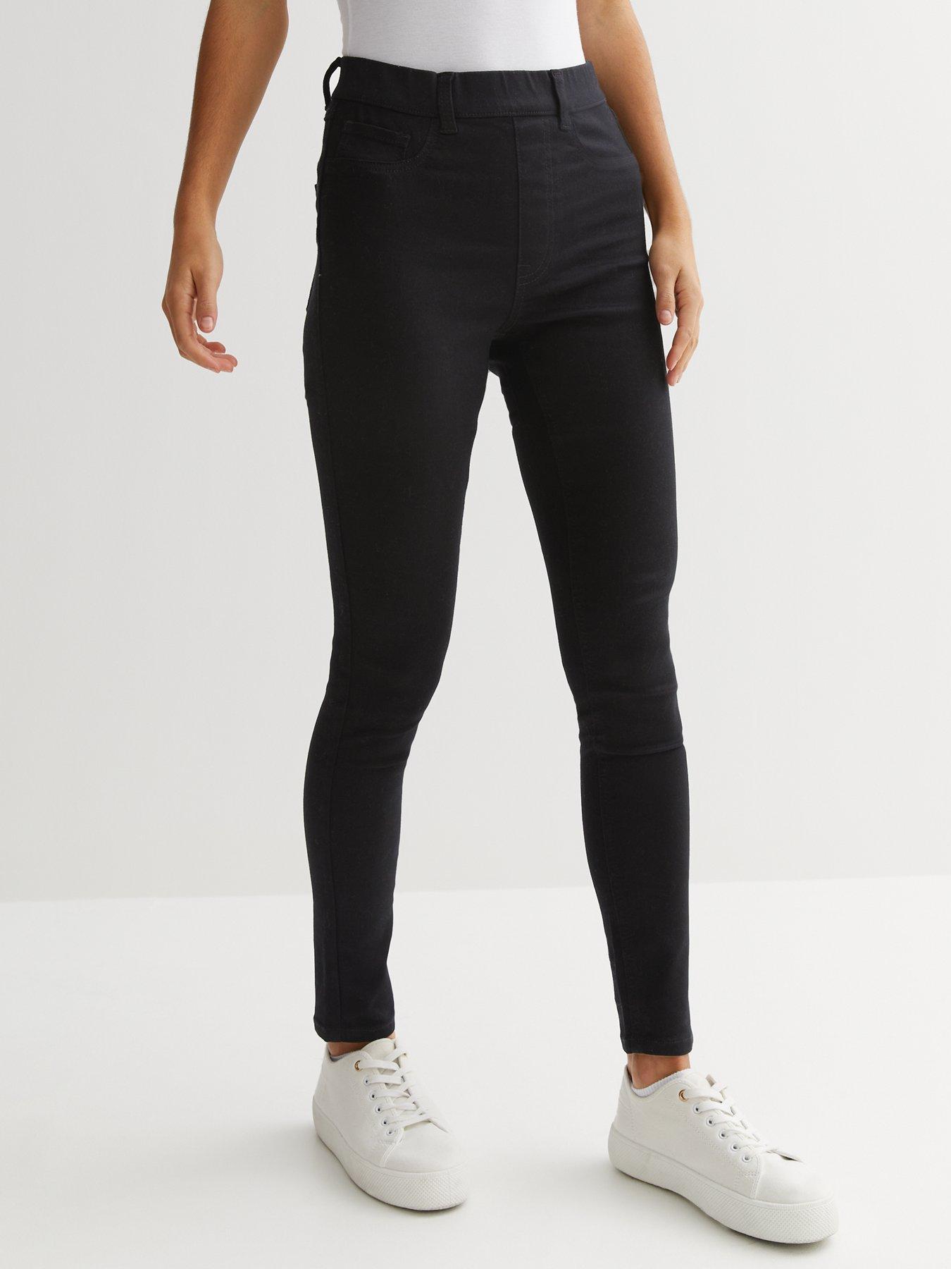 New Look coated lift & shape jeggings in black