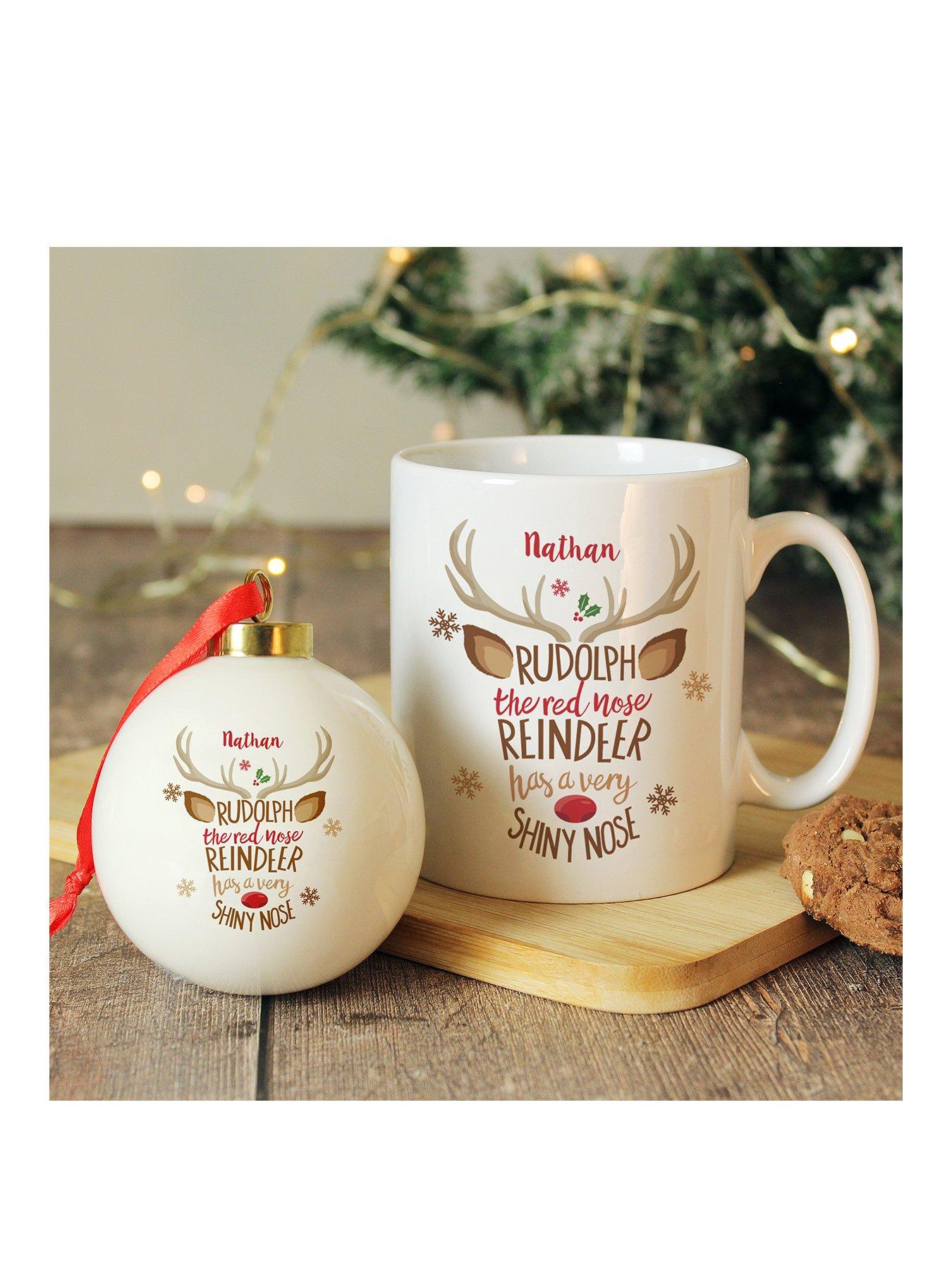 The Personalised Memento Company Rudolph the Red-Nosed Reindeer Mug & Bauble Set