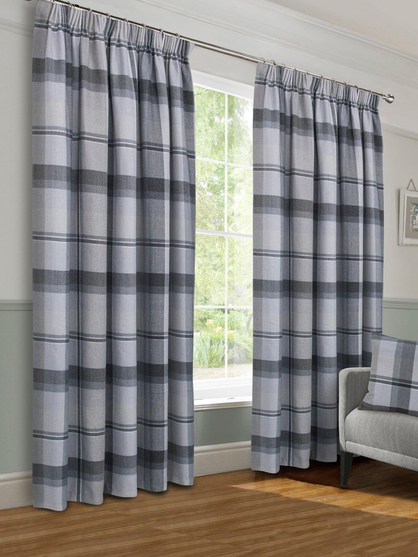 very-home-braemar-check-pleated-linednbspcurtains
