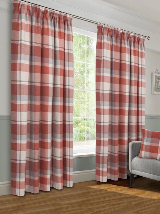 front image of very-home-braemar-check-pleated-linednbspcurtains
