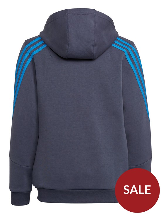back image of adidas-boys-future-icons-3-stripe-full-zip-hoodie-navyblue