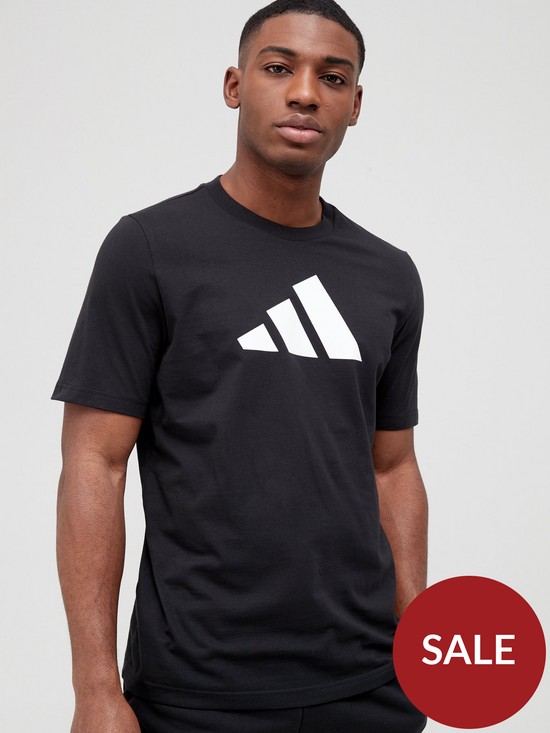 front image of adidas-future-icons-3-bar-t-shirt-blackwhite