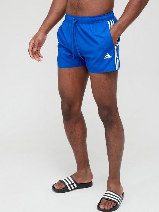 front image of adidas-3-stripe-swimshorts-royal-blue