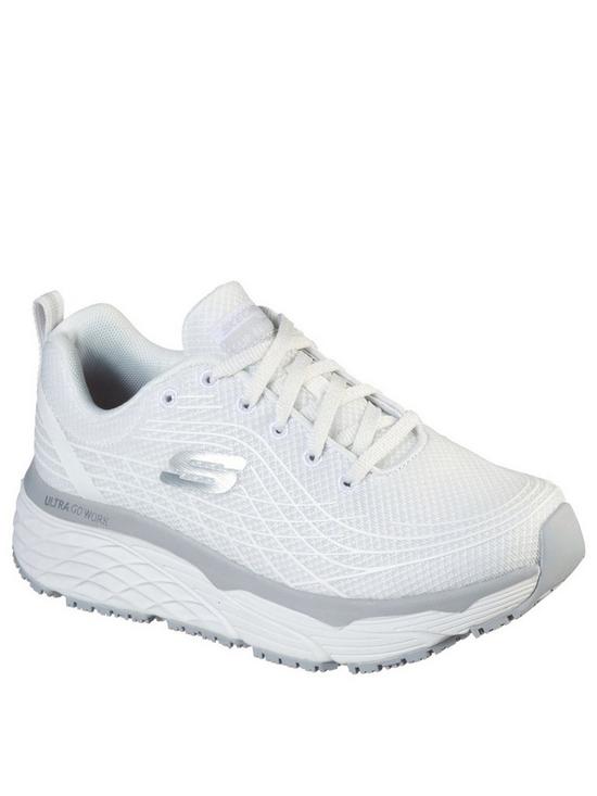 front image of skechers-haptic-printed-lace-up-workwear-trainers