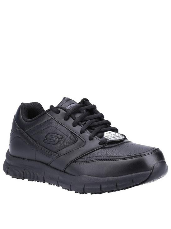 front image of skechers-lace-up-athletic-slip-resistant-workwear-trainers