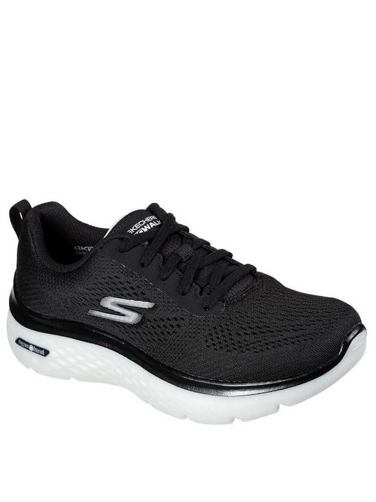 front image of skechers-go-walk-hyper-burst-space-insight-trainers