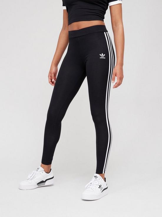 front image of adidas-originals-3-stripes-leggings-black