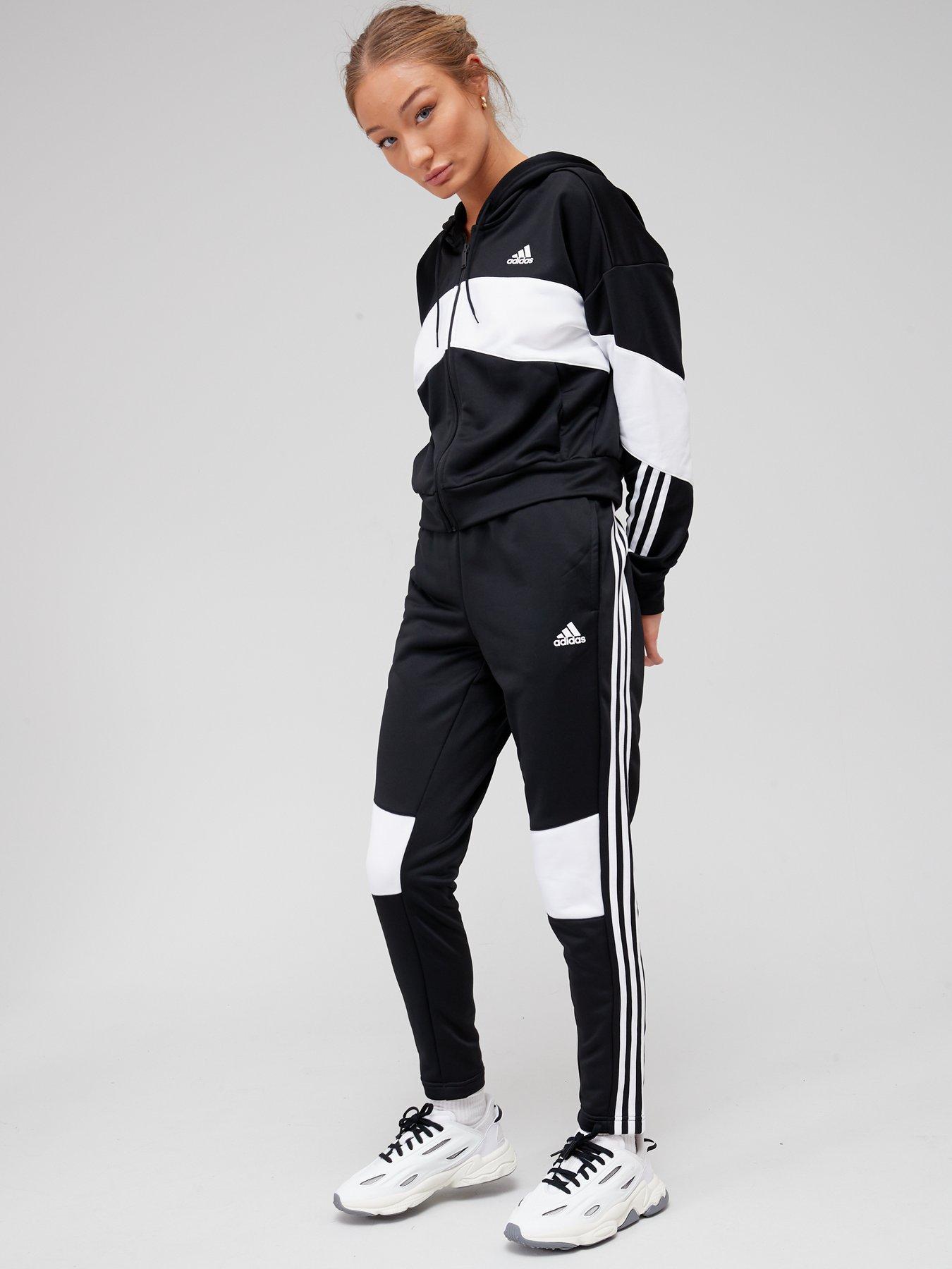 adidas black and white womens tracksuit