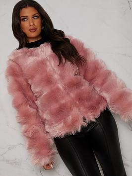 chi-chi-london-textured-faux-fur-coat-pink