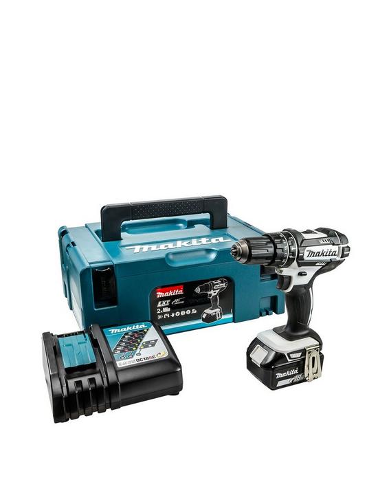 front image of makita-18v-lxt-combi-drill-with-1-x-5ah-battery-fast-charger-amp-makpac-type-2-carry-case