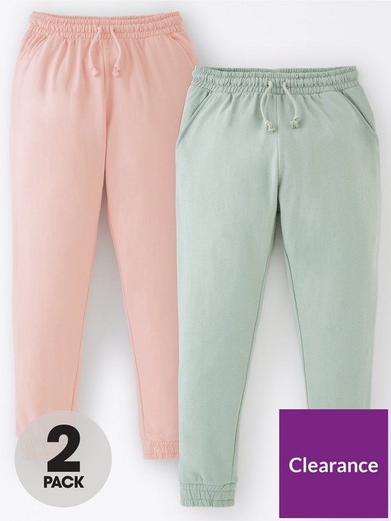 front image of v-by-very-girls-essential-joggers-2-pack-greenpink
