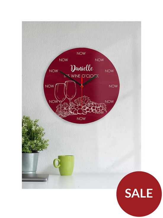front image of treat-republic-personalised-wine-oclock-glass-clock