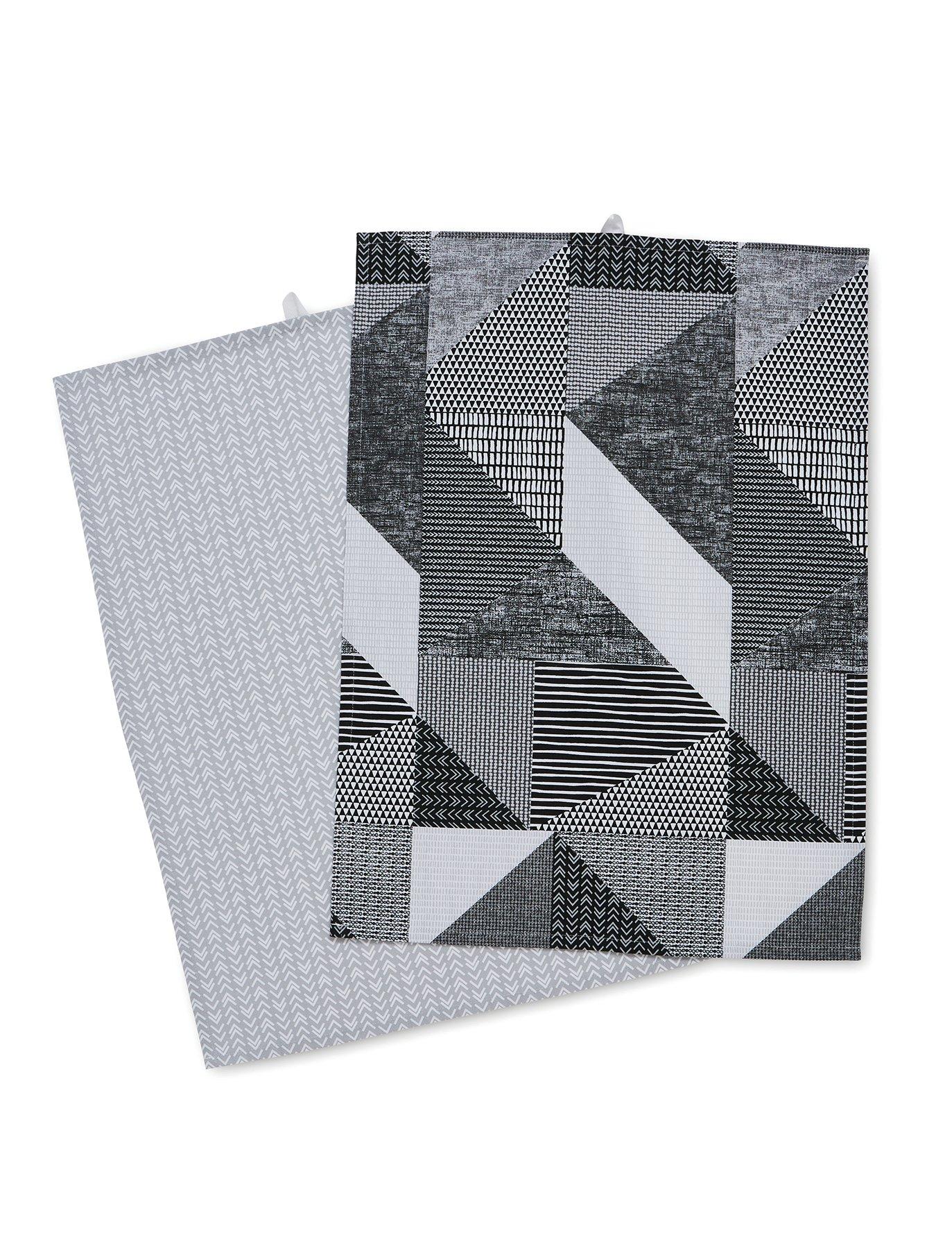 undefined Larsson Geo Tea Towels in Grey – Set of 2