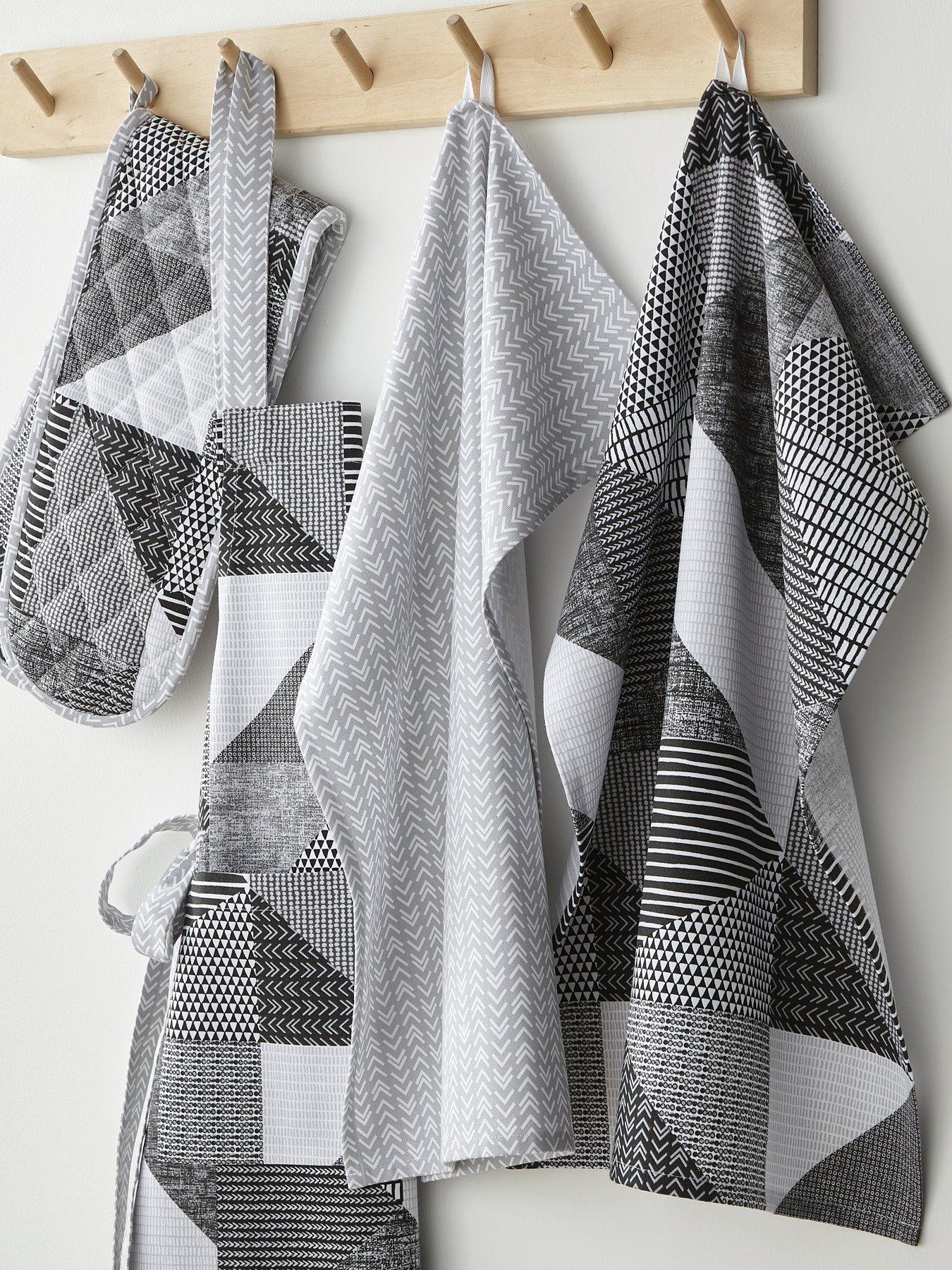 Image 2 of 4 of Catherine Lansfield Larsson Geo Tea Towels in Grey &ndash; Set of 2