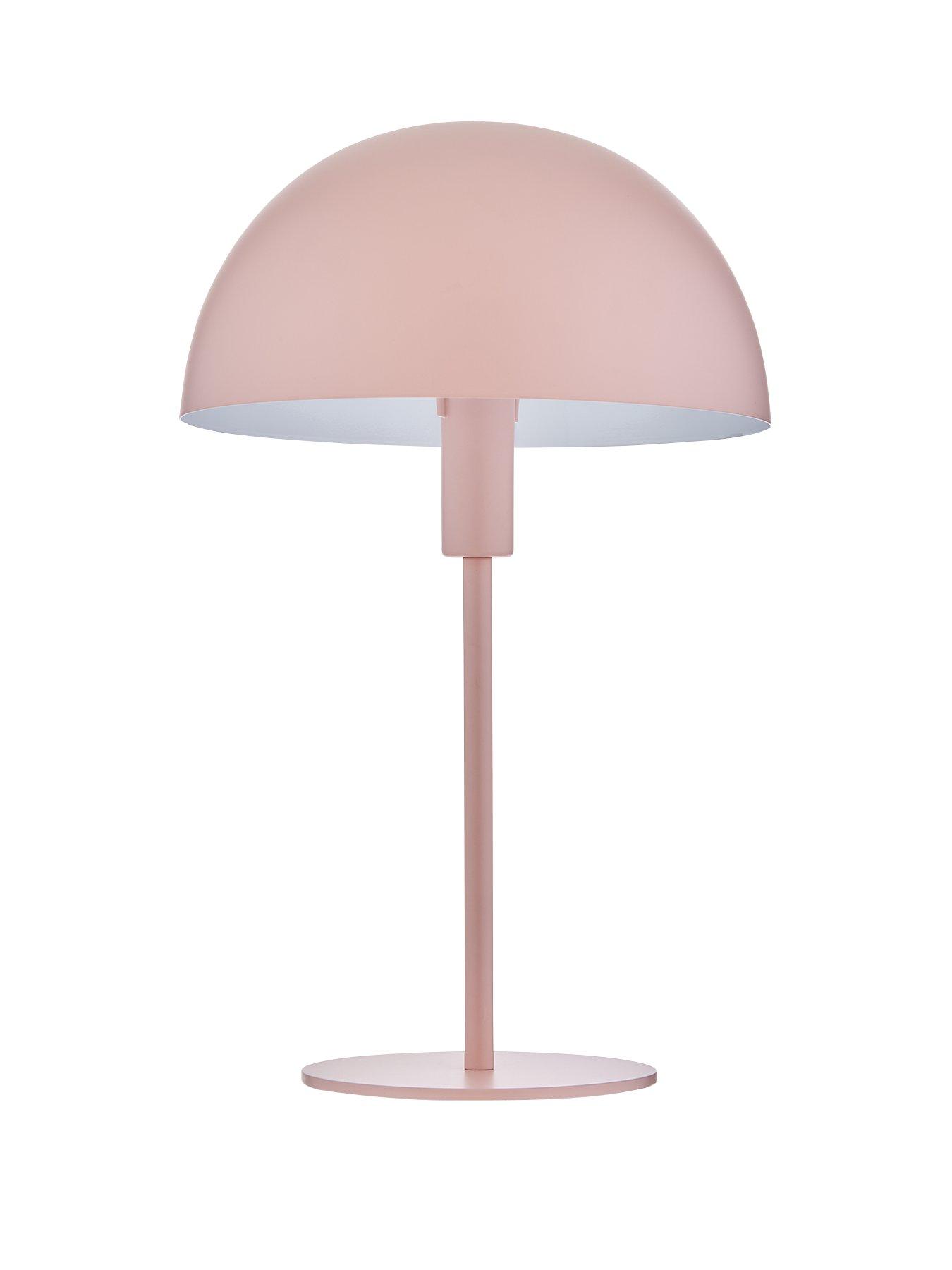 54.5cm Metal and Glass Table Lamp with Pink Velvet Shade 